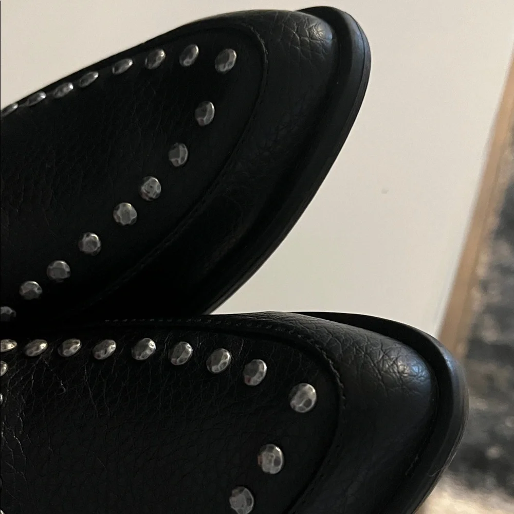 Blowfish Harper Black Loafers with Silver Studded Slip on Vegan Loafers Size 7.5